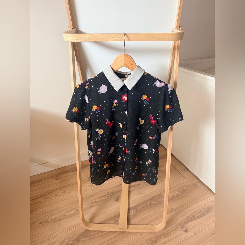 Simons Kids Black Multicolor Button Down Shirt
